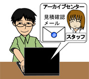 アーカイブ受注センターより、「受付確認メール」が自動配信されます。